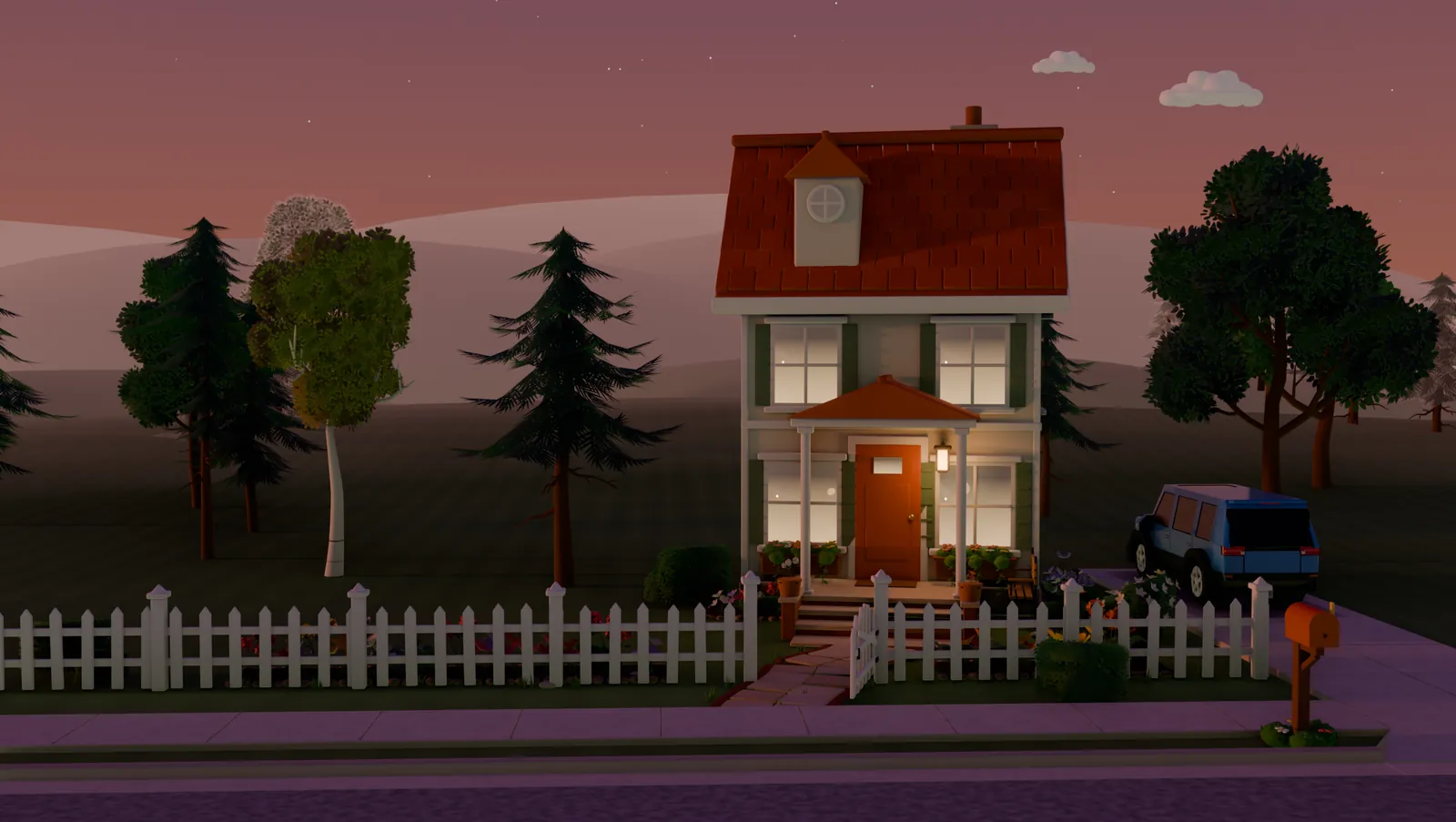Your house at dusk