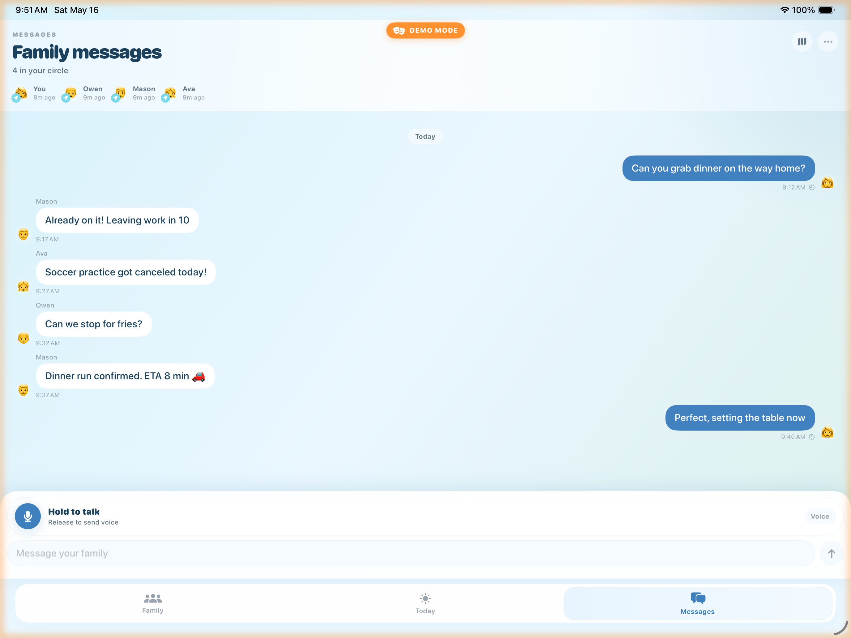 Family messages on iPad