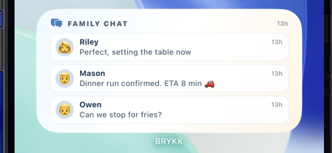 Family chat widget BRYKK screenshot